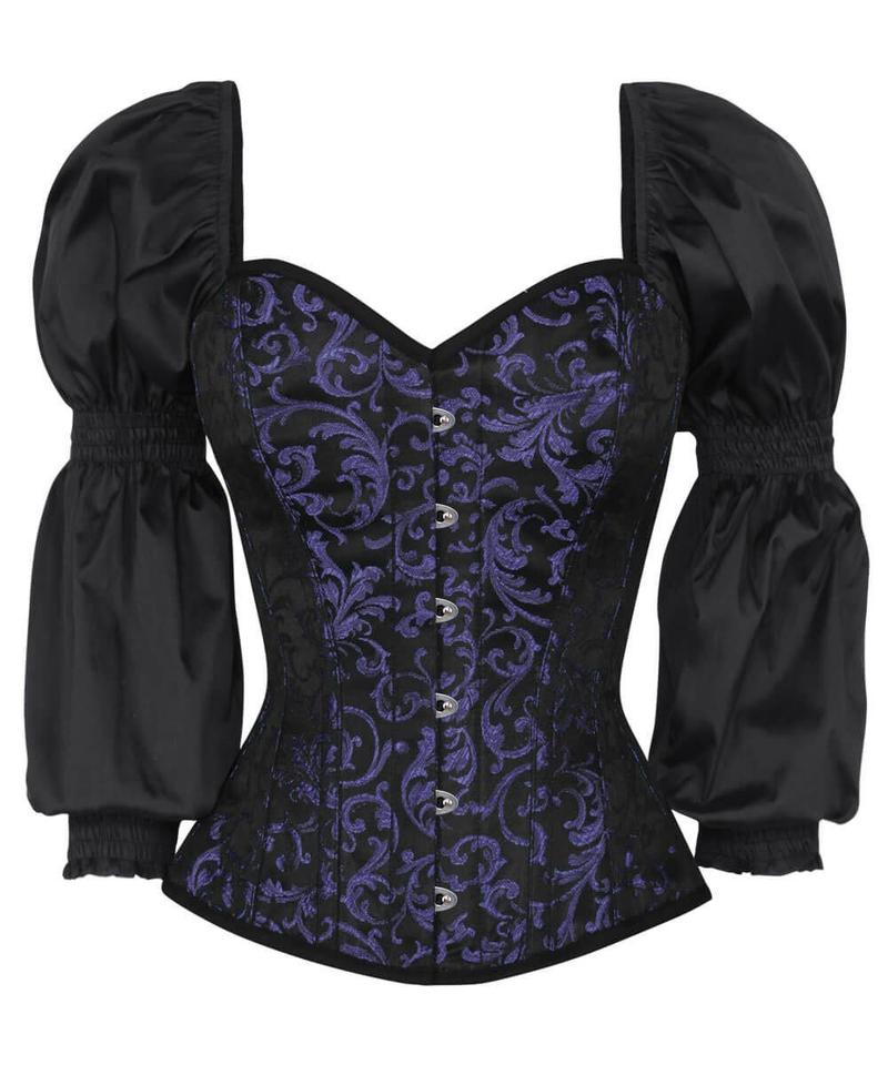 Kseniya Gothic Corset with Attached Sleeve - Corsets Queen US-CA