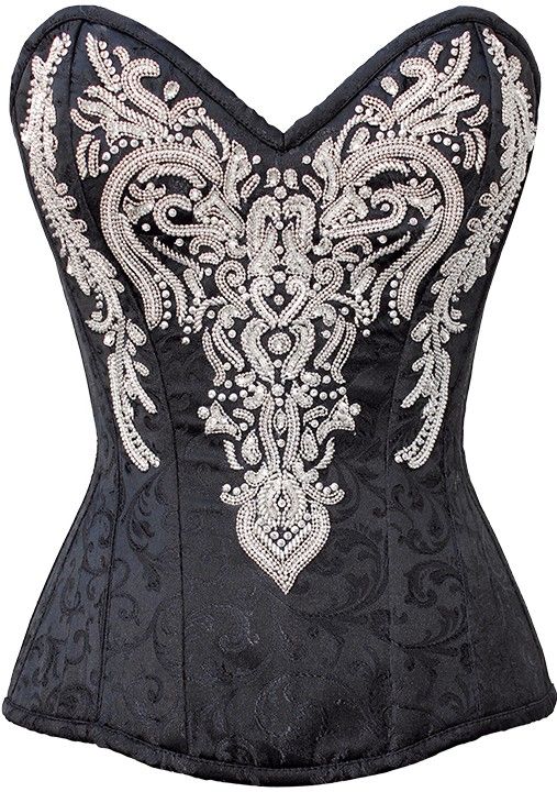 Mariaah Black Embroidered Corset