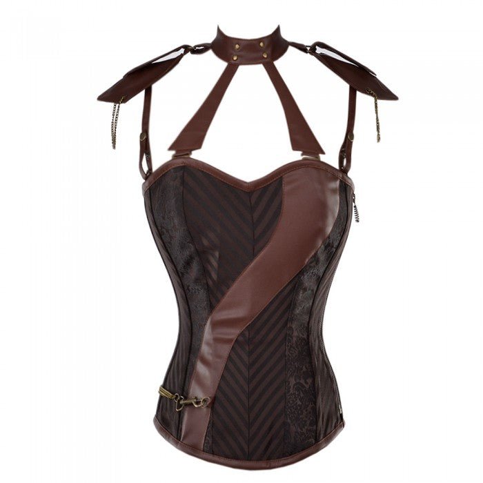 Whalen Steampunk Corset With Faux Leather Cage Straps - Corsets Queen US-CA