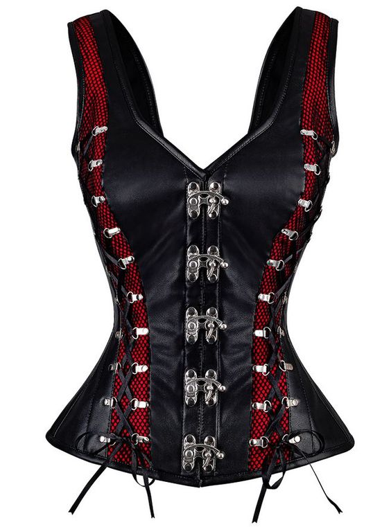 Janyse Faux Leather Shoulder Straps Overbust Corset- Black Faux Leather Corset Dress Corsets Queen US-CA Janyse Faux Leather Shoulder Straps Overbust Corset- Black Faux Leather Corset Dress Corsets Queen US-CA