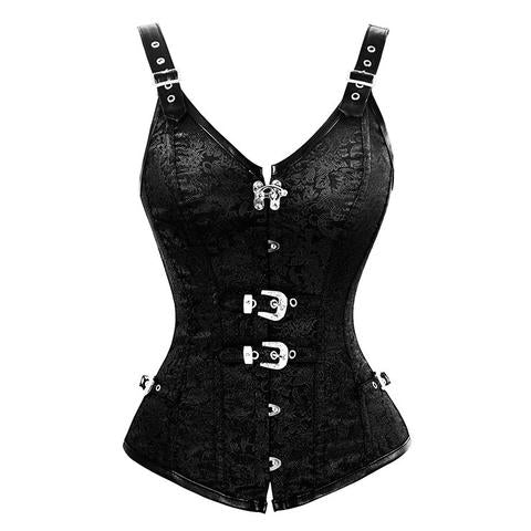Congreaves Black Gothic Corset With Strap - Corsets Queen US-CA