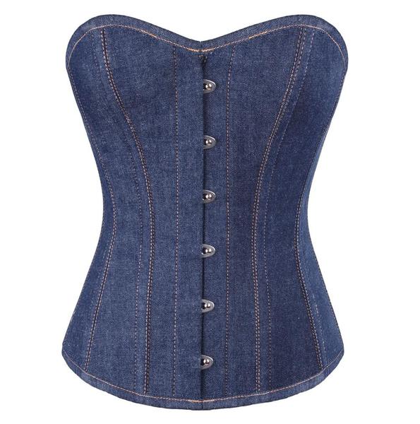 Fischer Denim Overbust Corset - Corsets Queen US-CA