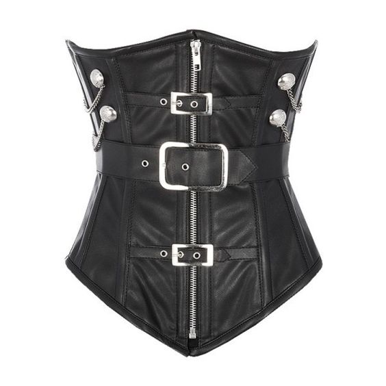 Rodriguez Black Underbust Corset With Buckle And Chain