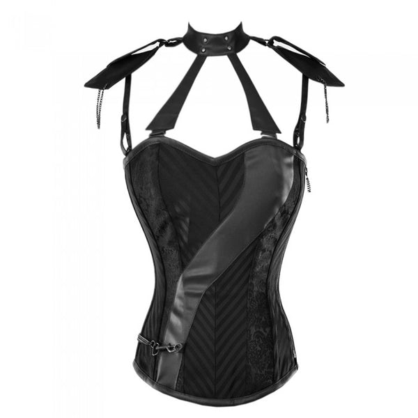 Coleen Gothic Corset With Faux Leather Cage Straps - Corsets Queen US-CA