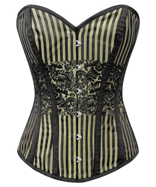 Calystaa Overbust Corset in Gold Brocade - Corsets Queen US-CA