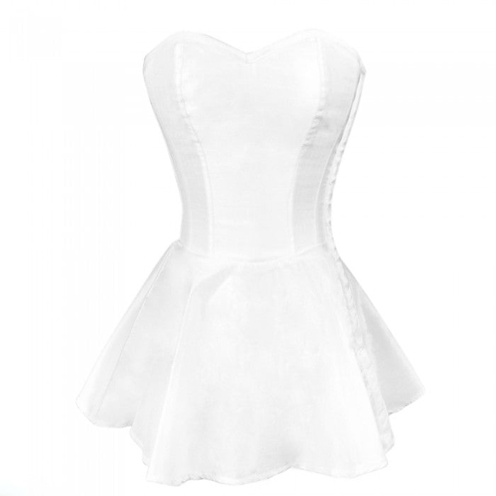 Sandro White Satin Peplum Corset Dress- White Satin Overbust Corset Dress Corsets Queen US-CA Sandro White Satin Peplum Corset Dress- White Satin Overbust Corset Dress Corsets Queen US-CA