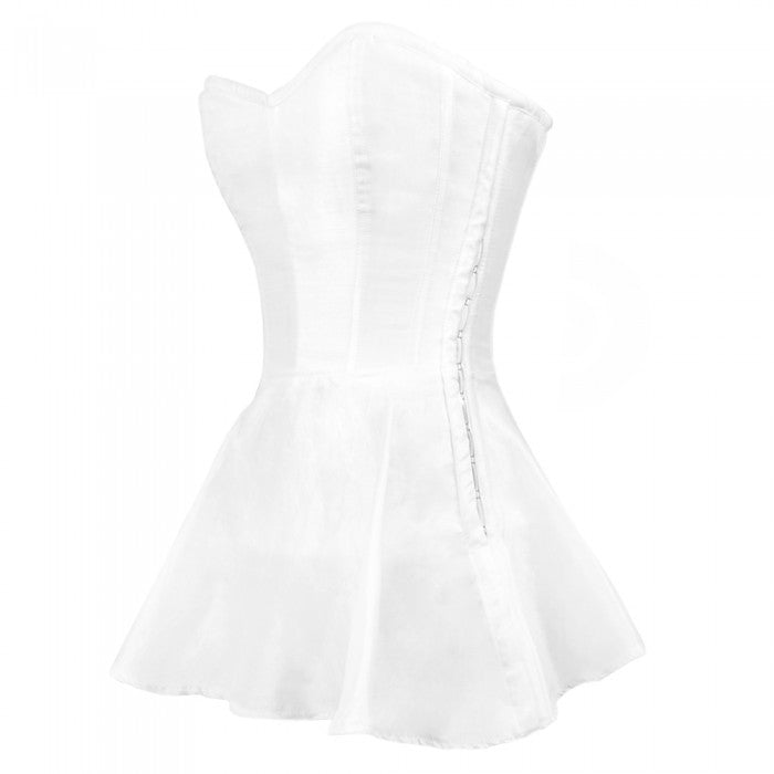 Sandro White Satin Peplum Corset Dress- White Satin Overbust Corset Dress Corsets Queen US-CA Sandro White Satin Peplum Corset Dress- White Satin Overbust Corset Dress Corsets Queen US-CA