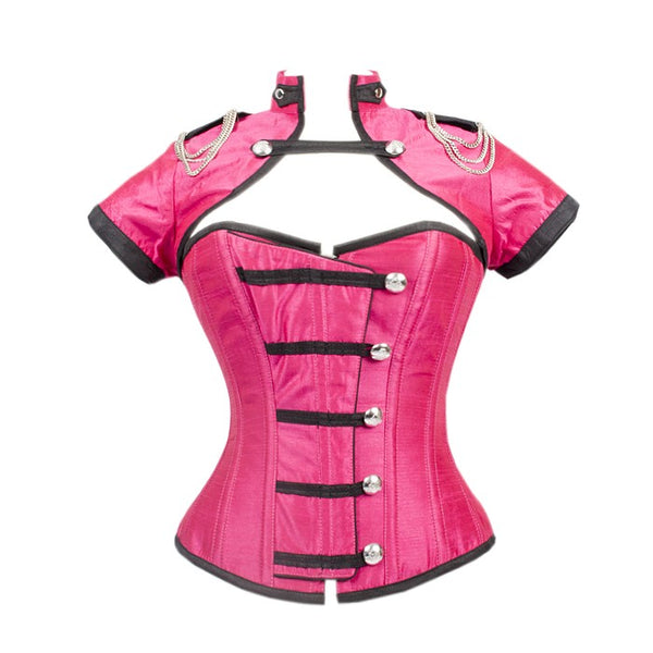 Trent Magenta Corset With Button Down Placket And Jacket - Corsets Queen US-CA