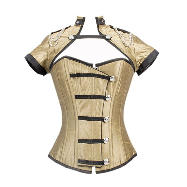 Hugo Gold Button Down Corset And Matching Jacket - Corsets Queen US-CA
