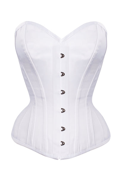 Becker Waist Taming White Overbust Corset With Hip Gores - Corsets Queen US-CA
