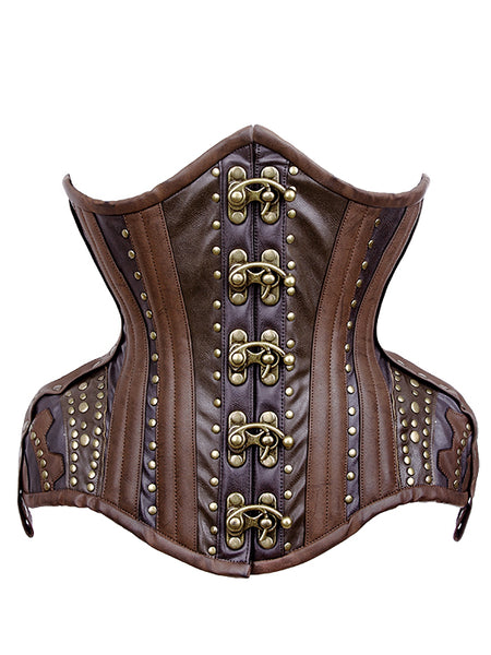 Belted Brown Steampunk Overbust Corset - WC234 - Medieval Collectibles