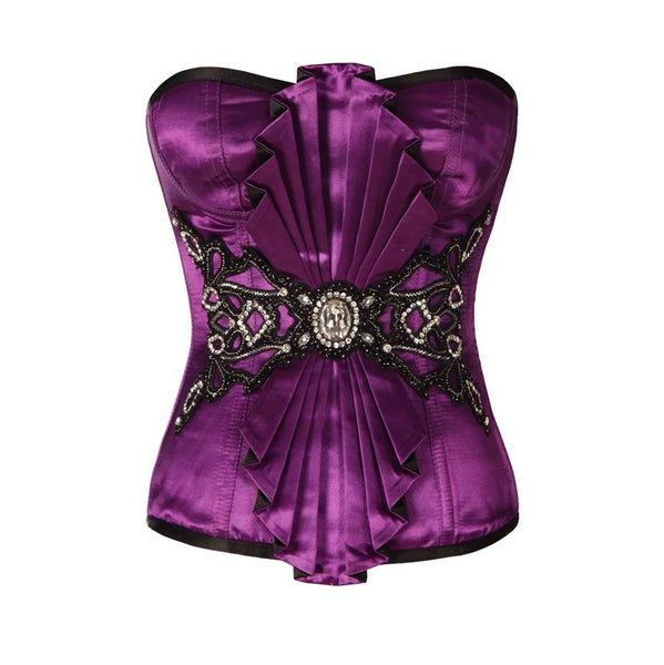 Kyalin Purple Satin Overbust Couture Corset - Corsets Queen US-CA