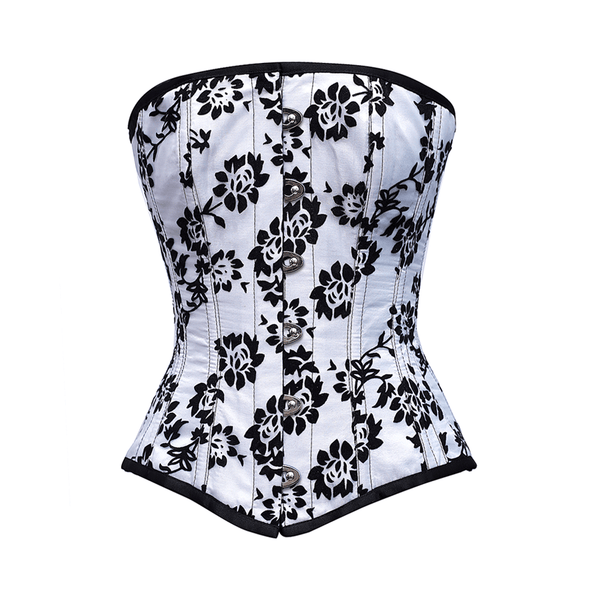 Seimone White Overbust Corset With Tissue Flocking - Corsets Queen US-CA