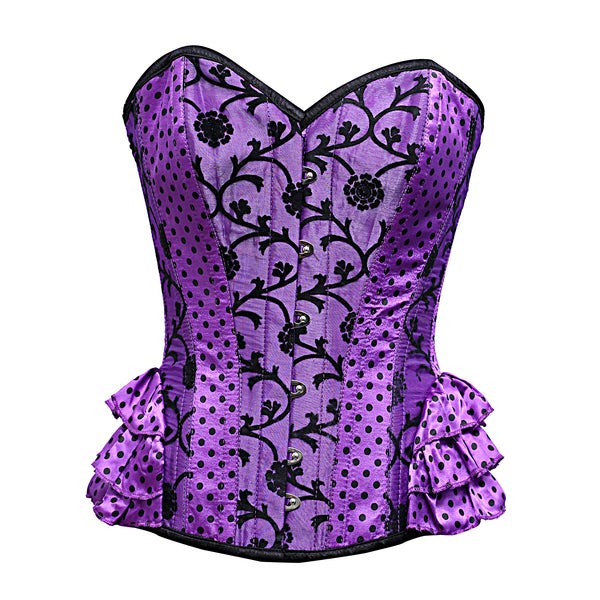 Habif Purple Polka Dot & Tissue Flock Corset - Corsets Queen US-CA