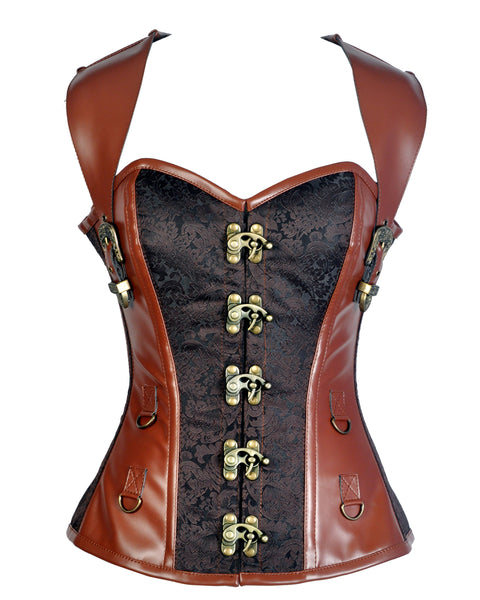 Vardy Steampunk Overbust Corset With Halter - Corsets Queen US-CA