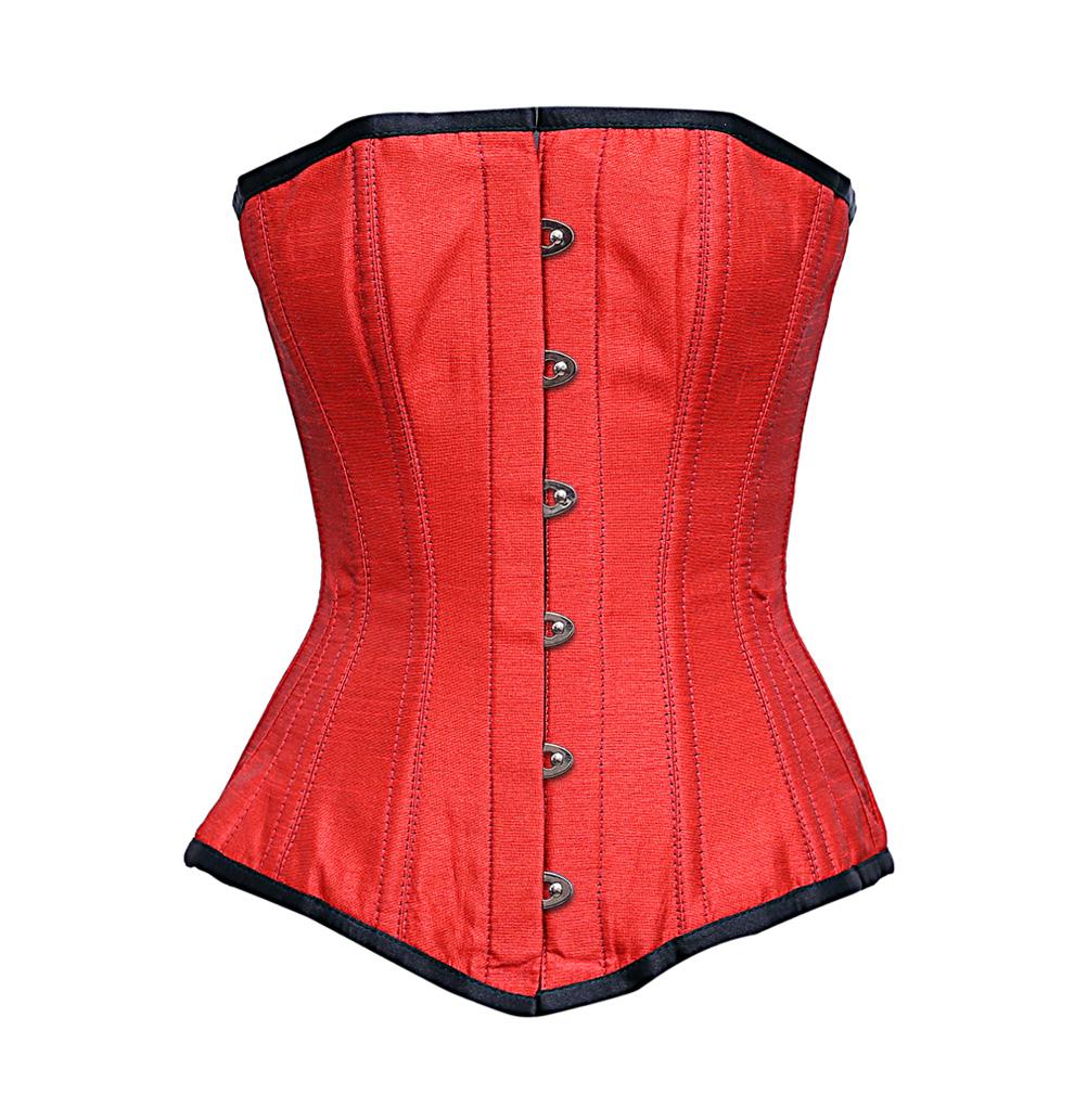 Salin Red dupion Overbust Corset - Corsets Queen US-CA