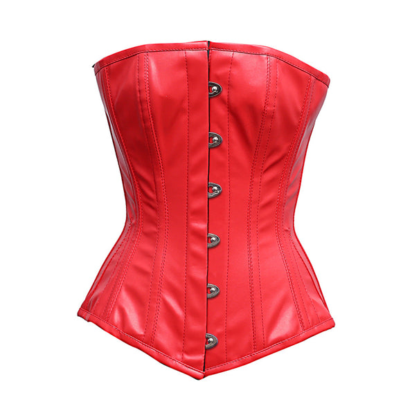 Giggs Steel Boned Red Sheep Nappa Leather Corset - Corsets Queen US-CA