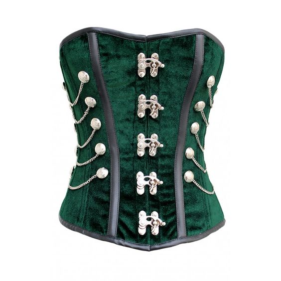 Keenu Green Velvet Overbust Corset - Corsets Queen US-CA