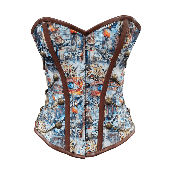 Ricky Steampunk Overbust Corset With Buckle Details - Corsets Queen US-CA