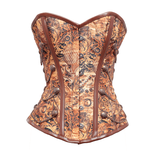 Sulu Steampunk Overbust Corset With Buckle Details - Corsets Queen US-CA