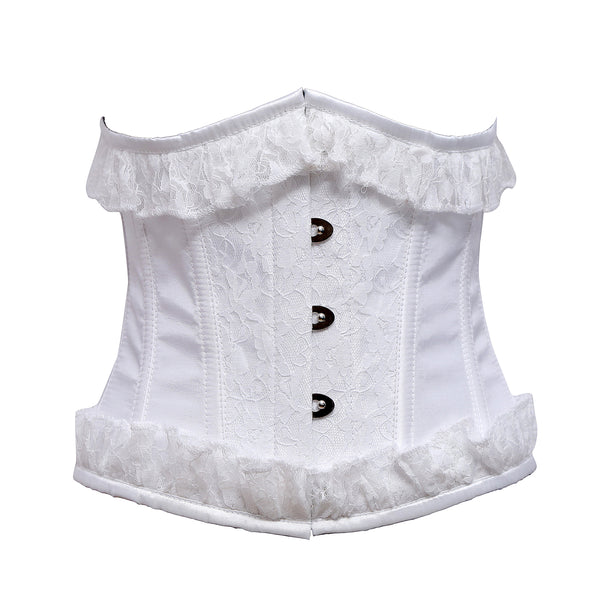 Logart White Satin Corset With Frill - Corsets Queen US-CA