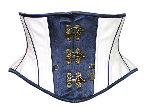 Rosel White & Blue Satin Sexy Underbust Corset - Corsets Queen US-CA
