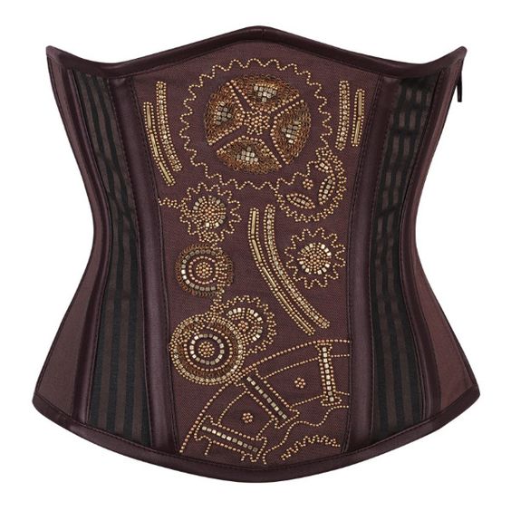 Mitchell Steampunk Underbust Embroidery Corset - Corsets Queen US-CA