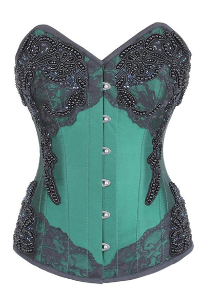 Jemminson Lace & Bead Embellished Overbust Corset - Corsets Queen US-CA