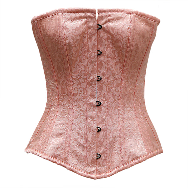 corset underbust C215 in pink satin edged with black - Boho-Chic