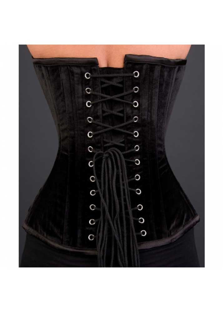 Black Velvet Corset With Hook and Lace Closure: Women's Luxury Accessories