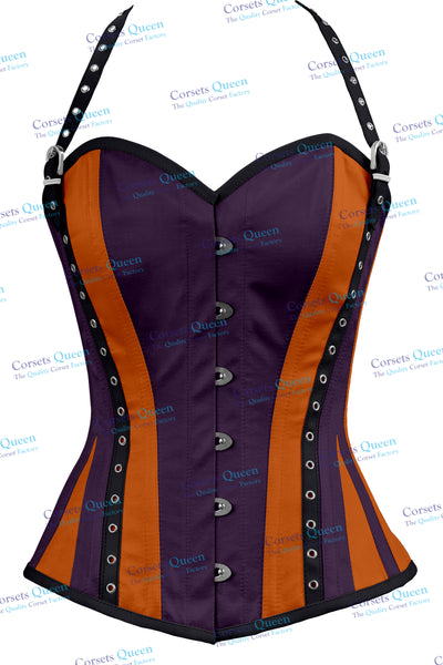 Vaacodor Purple Satin overbust boned corset in good