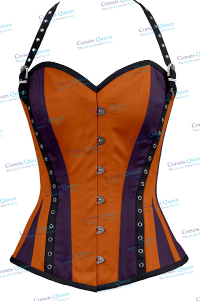 Edin Satin Overbust Corset With Strap - Corsets Queen US-CA