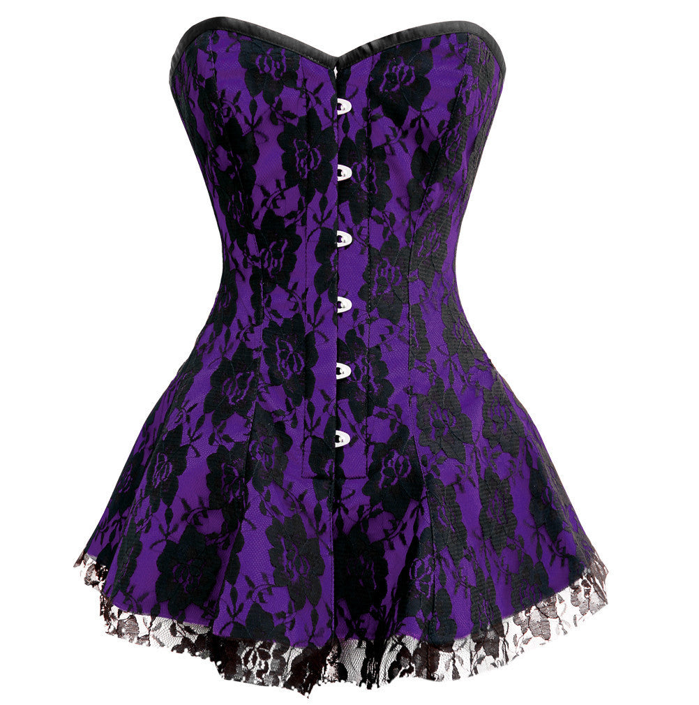 Elaine Corset Dress- Purple Satin Corset- purple sequin bustier Plus Size Dress– Corsets Queen US-CA Elaine Corset Dress- Purple Satin Corset- purple sequin bustier Plus Size Dress– Corsets Queen US-CA