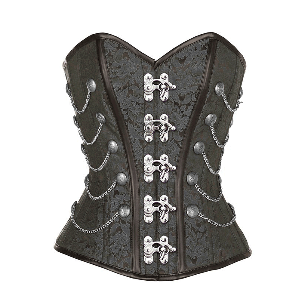 Wyile Black Steampunk Corset With Chains