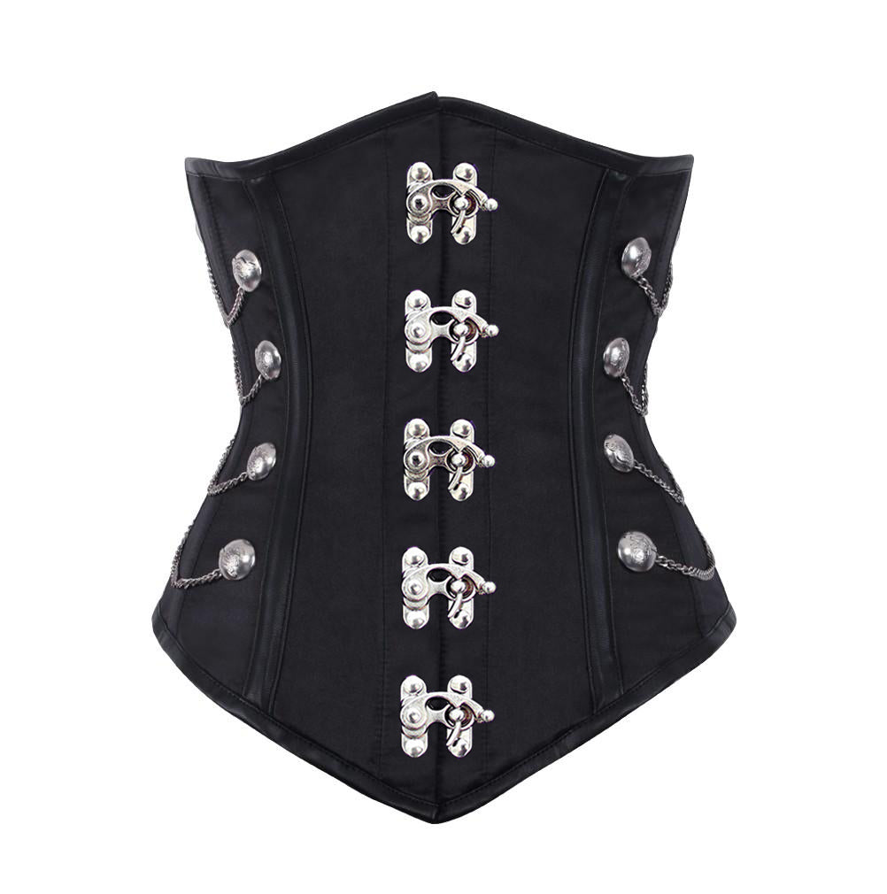 Genuine Leather Vest Corset Black leather Underbust Corset With Lace up  Back