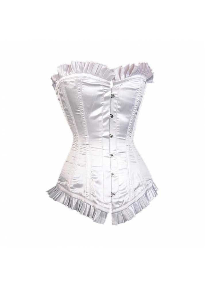 Miracle Longline Overbust Corset- White Satin Corset Dress For Plus Size Women– Corsets Queen US-CA Miracle Longline Overbust Corset- White Satin Corset Dress For Plus Size Women– Corsets Queen US-CA